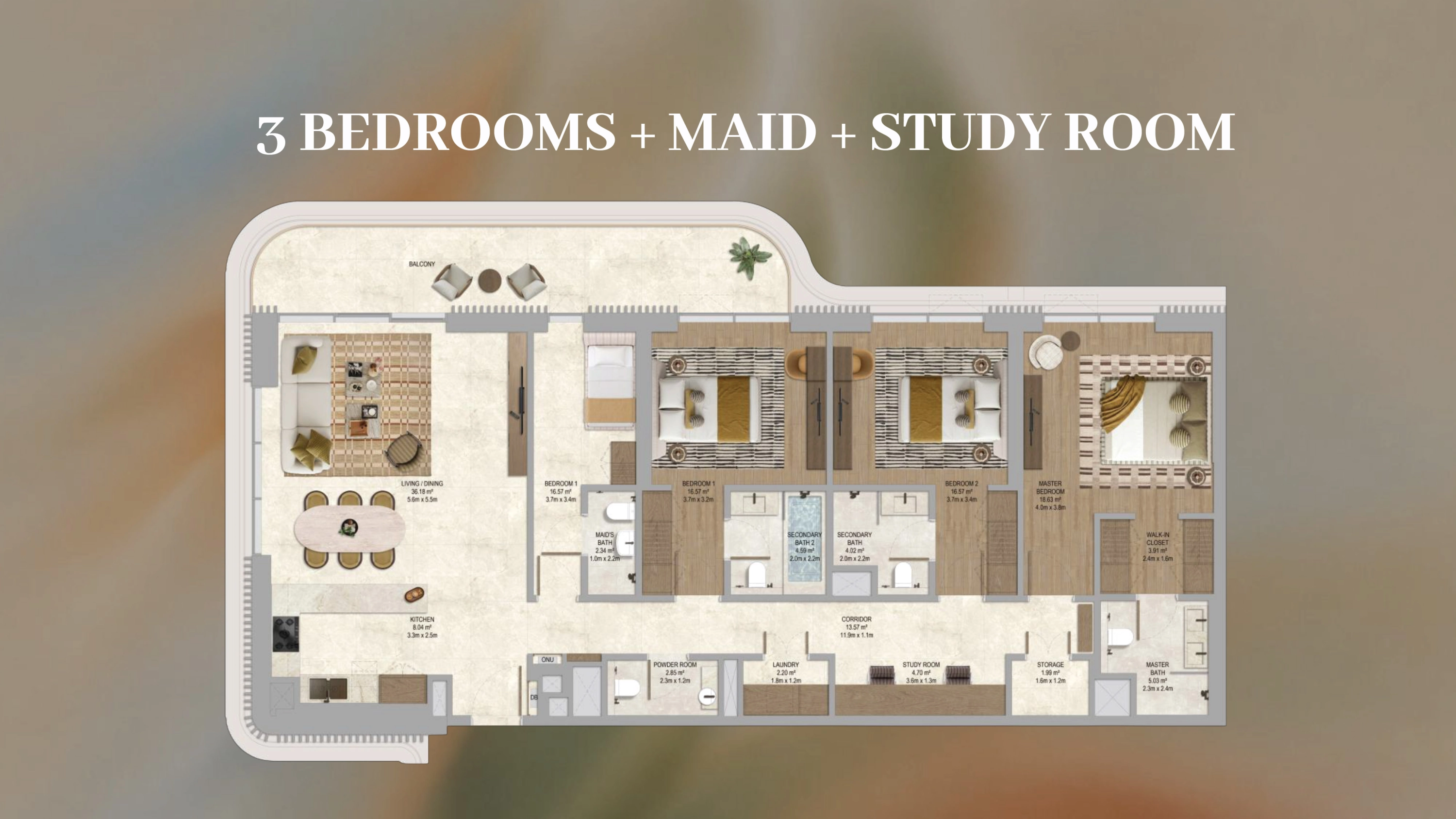 3 BR + Maid